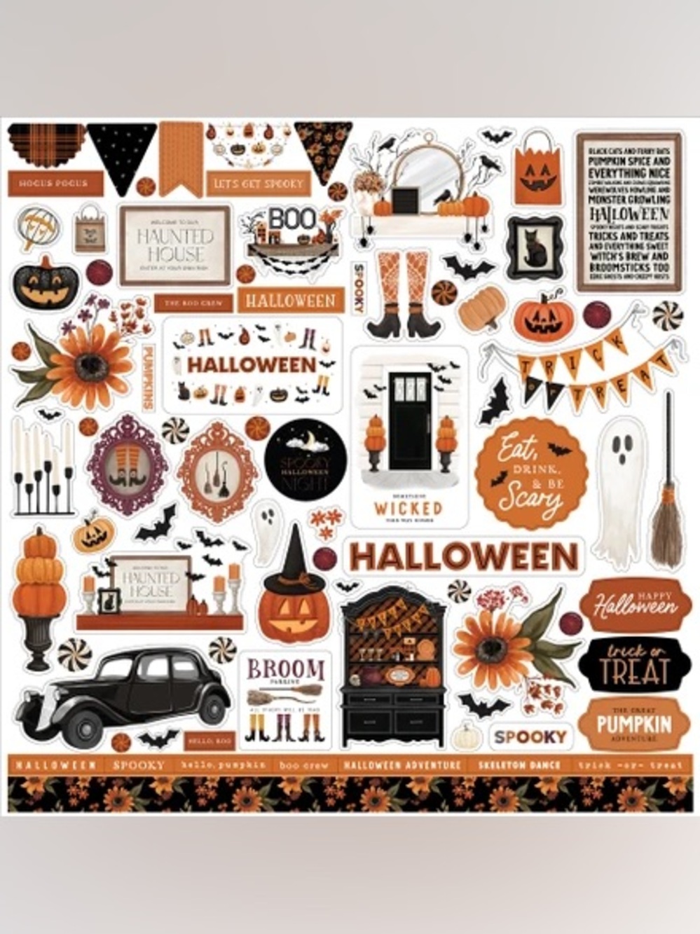 Echo Park Halloween Element Sticker & Party Sheet Bundle🎃🖤👻💀
